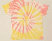 MEN S TIEDYE TShirt TieDye Fashion Shortsleeved No Tags Comfy Coral Yellow Swirl Design
