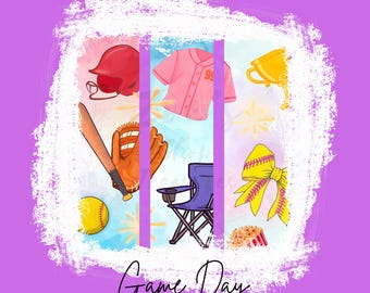 Game Day Softball PNG | Sports PNG for Girls Team Spirit | Cutsey Softball | Trendy Softball | Sports Mom