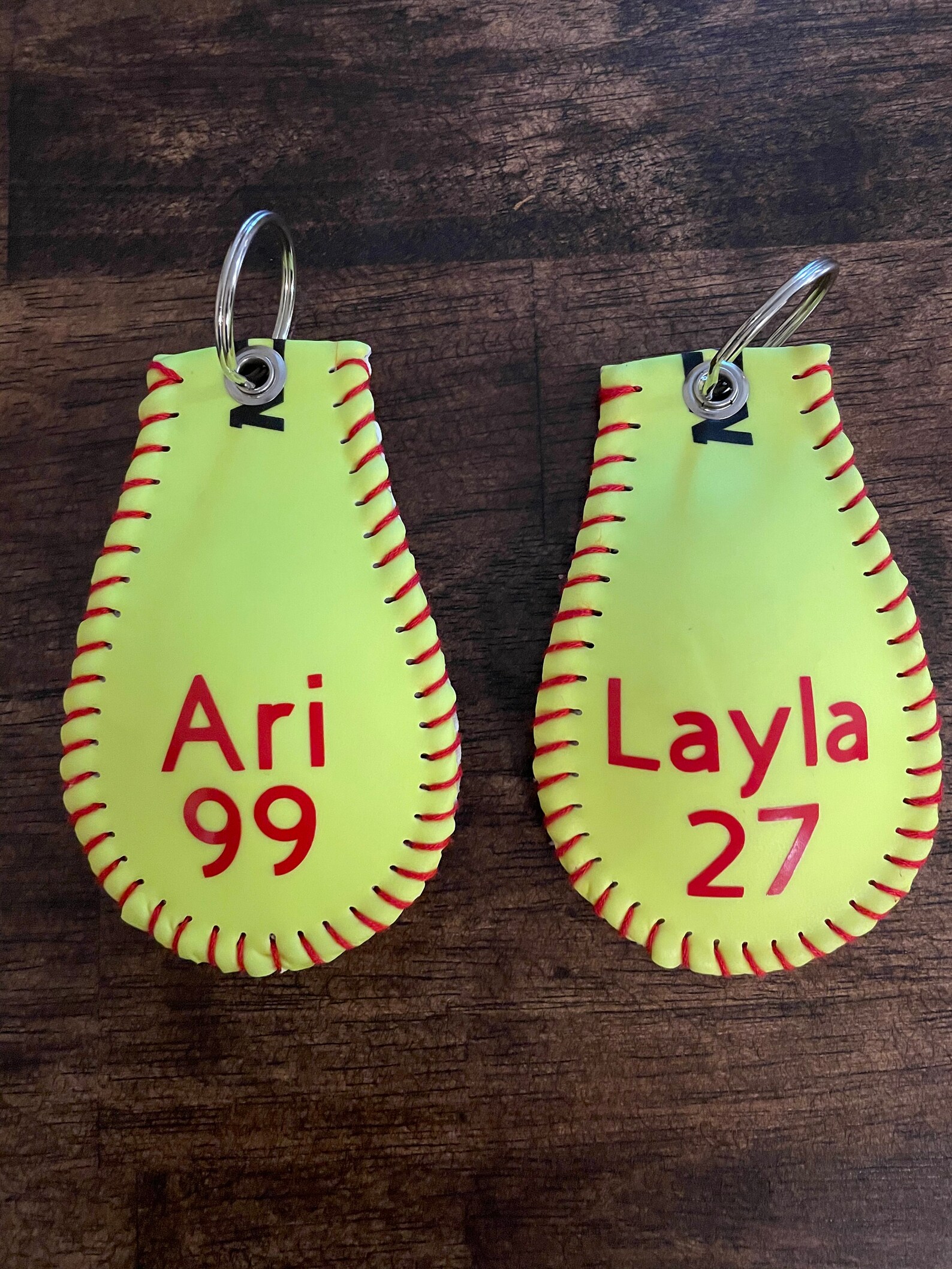 Real Personalized Softball Keychain / Tag Softball Bag Tags Etsy