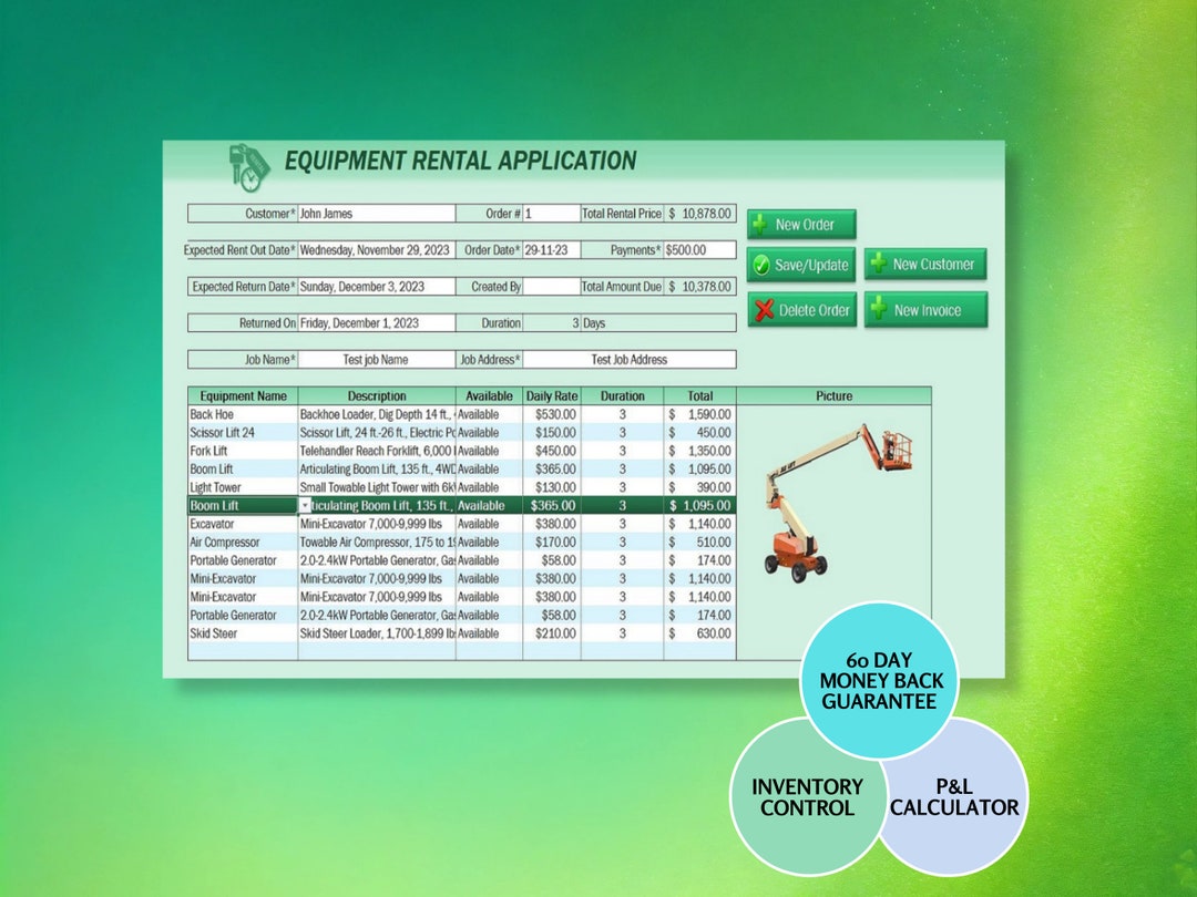 Equipment Rental Management Excel Template Streamline Your Business