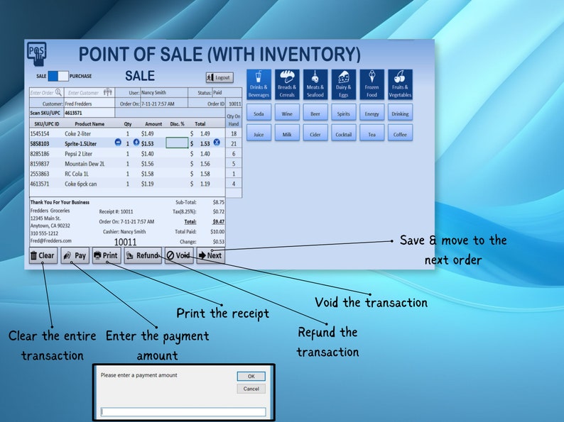 Point of Sale Excel Application for Small Business Inventory, Sales