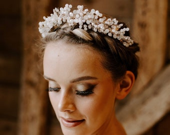 Bohemian Bridal headpiece, gold crystal bridal headband, gold leaf occasion headpiece