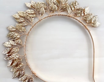 Gold leaf bridal headband, gold boho bridal and occasion headpiece