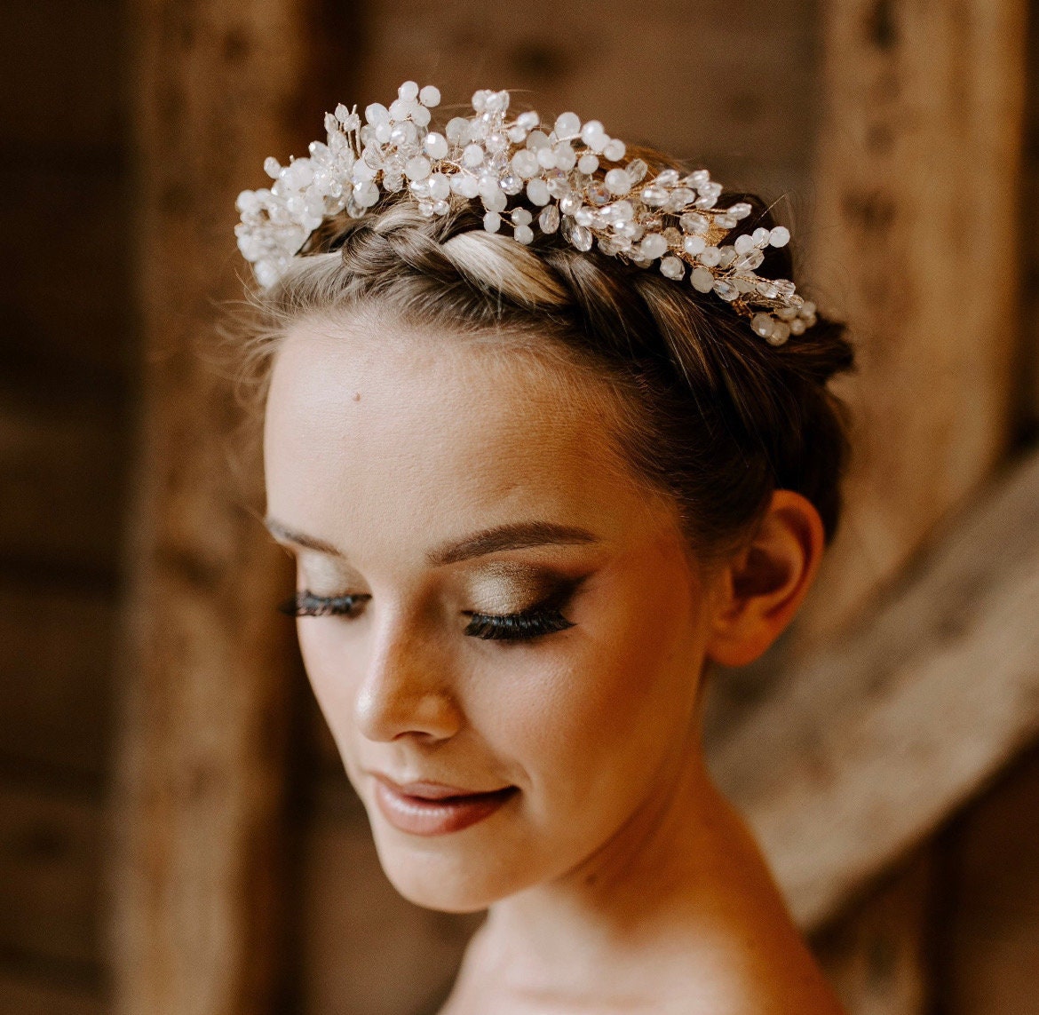 Gold Bohemian Inspired Bridal Headpiece, Champagne Gold  display picture 1