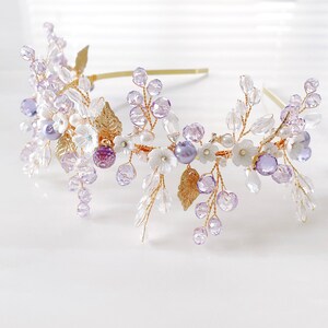 Boho bridal headpiece, lilac bridal and occasion headband image 3