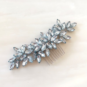 Enya pale blue crystal hair comb, blue bridal hair piece