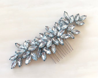 Enya pale blue crystal hair comb, blue bridal hair piece