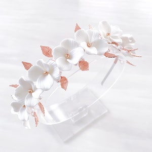 White porcelain flower bridal headpiece, boho bridal and occasion headband