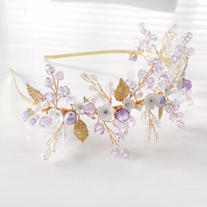 Boho bridal headpiece, lilac bridal and occasion headband image 6