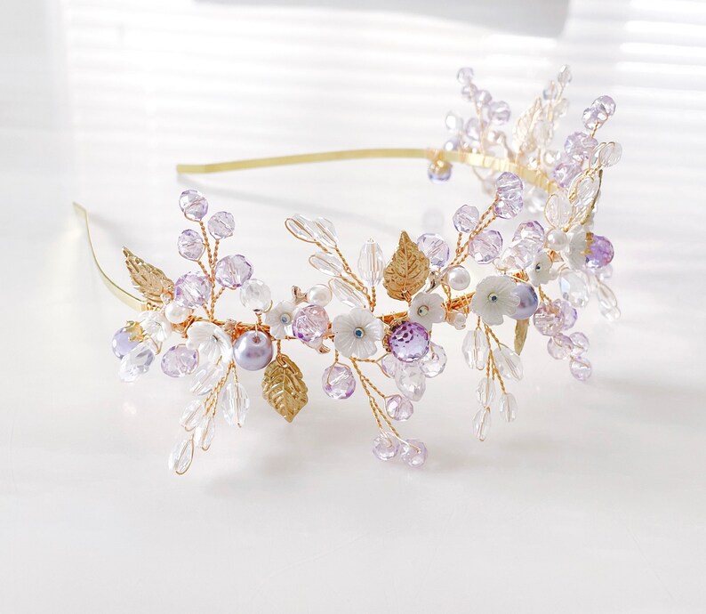 Boho bridal headpiece, lilac bridal and occasion headband image 6