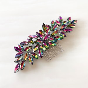Enya rainbow crystal hair comb, rainbow decorative headpiece