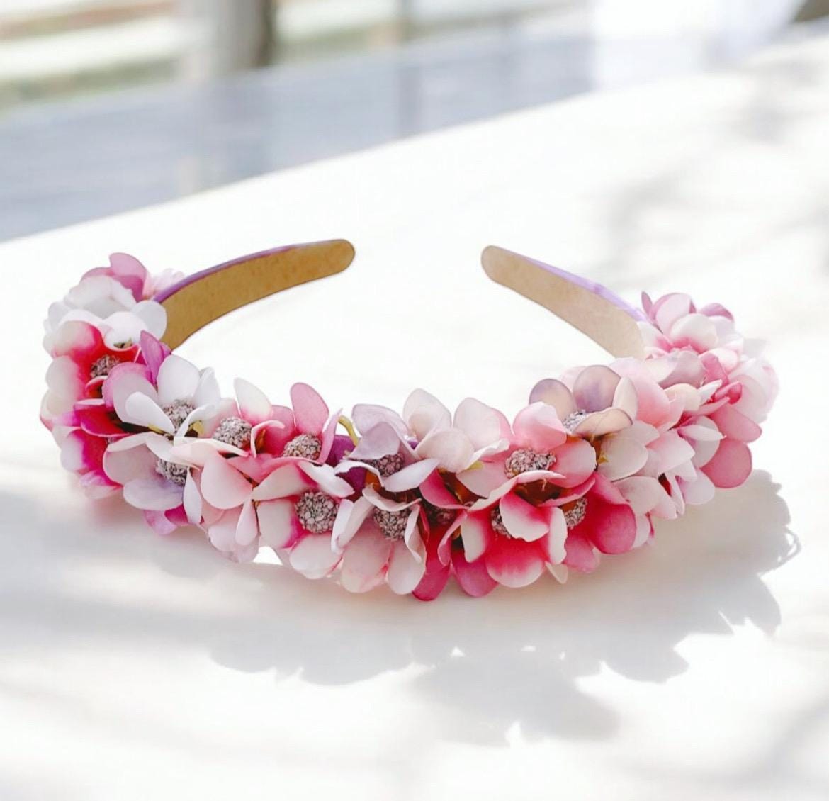 Pink and purple flower crown, flower headband, flower girl headband, floral occasion headband, cottage core gift for her