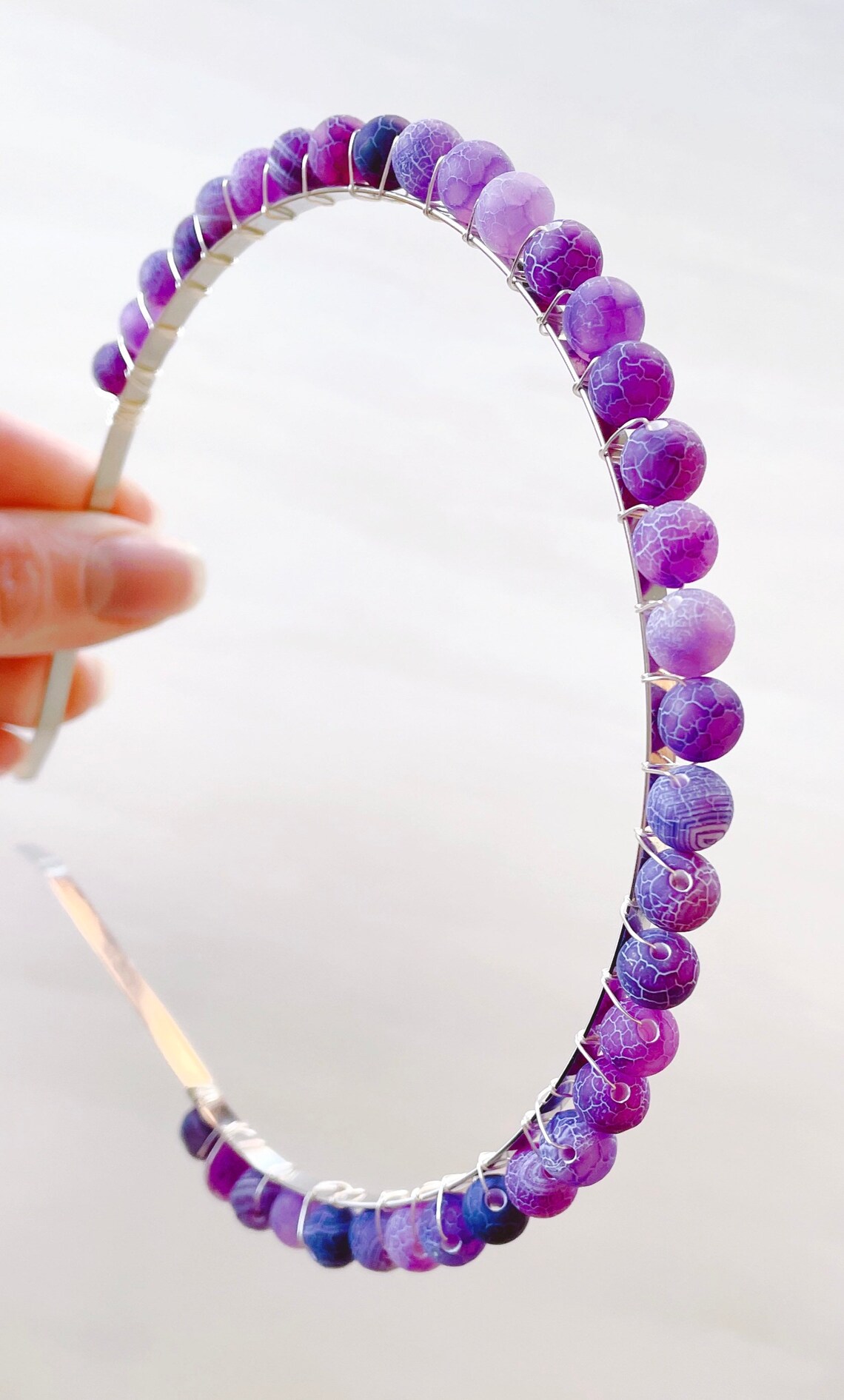 Purple Jewelled Crystal Headband Natural Stone Headband Etsy