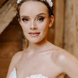 White bridal porcelain flower hair piece, white bridesmaid and flower girl headband image 3