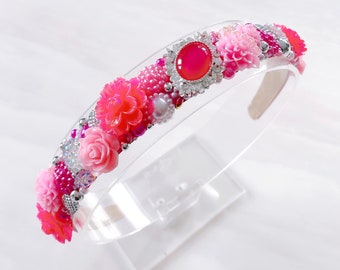 Alice Band Hairband Stunning Jewelled Baby Pink Embellished Headband Alice Band Hairband Stunning Jewelled Baby Pink Embellished Headband