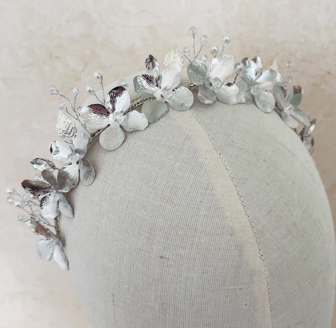 Brand New Elegant Silver Floral Bridal Headpiece Silver Crystal Bridal Headdress – Elegant Wedding Headpiece  main image 3