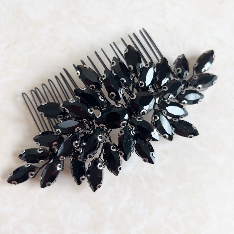 Black Crystal Hair Comb, Black Bridal and Occasion Headpiece for Prom ...