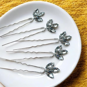 Pale blue bridal hair pins, set of 5 crystal hair pins, blue hair accessory for party prom and special occasion