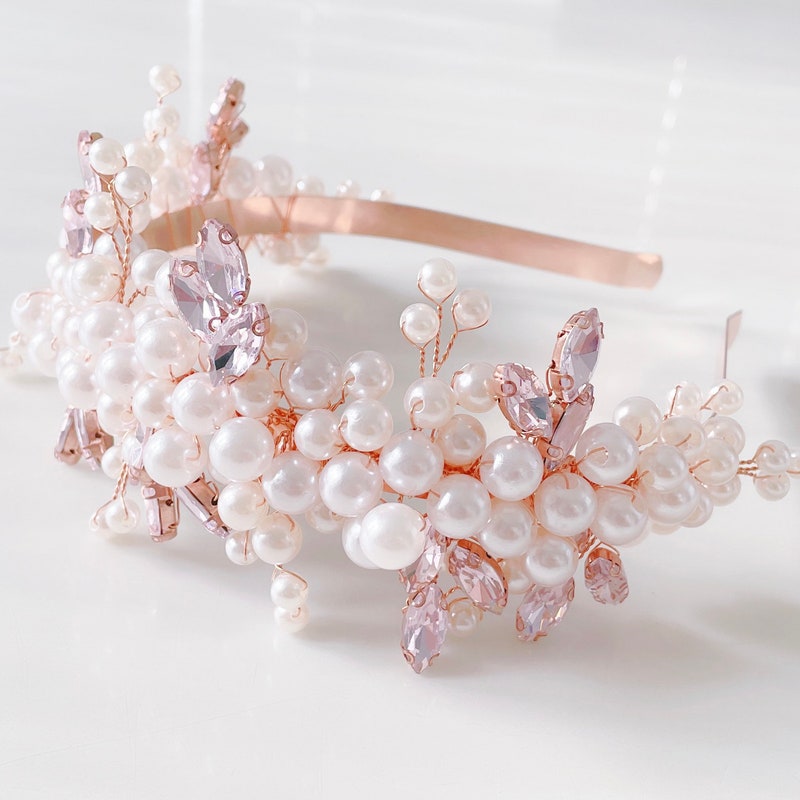 Stellar Rose Pearl bead headband fabric hot pink 71602 main image 1