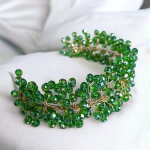 Bright green crystal headband for summer wedding party holiday festival and special occasion
