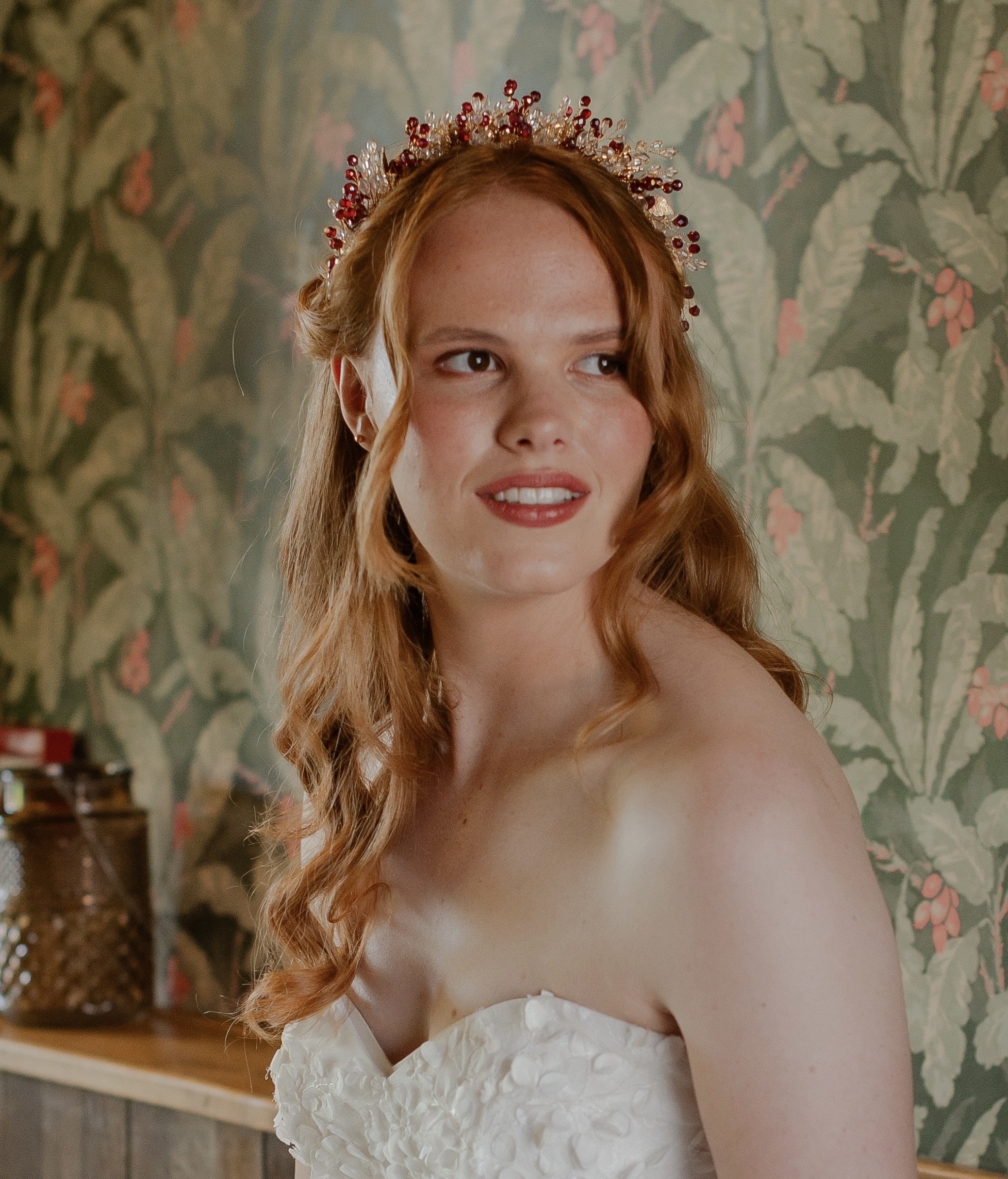 Blue Crystal Wedding Headband: Gold Leaf Bridal Headpiece - Etsy