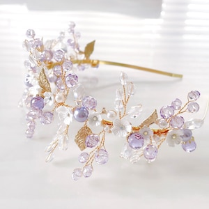 Boho bridal headpiece, lilac bridal and occasion headband image 2