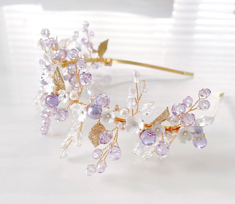 Boho bridal headpiece, lilac bridal and occasion headband image 2