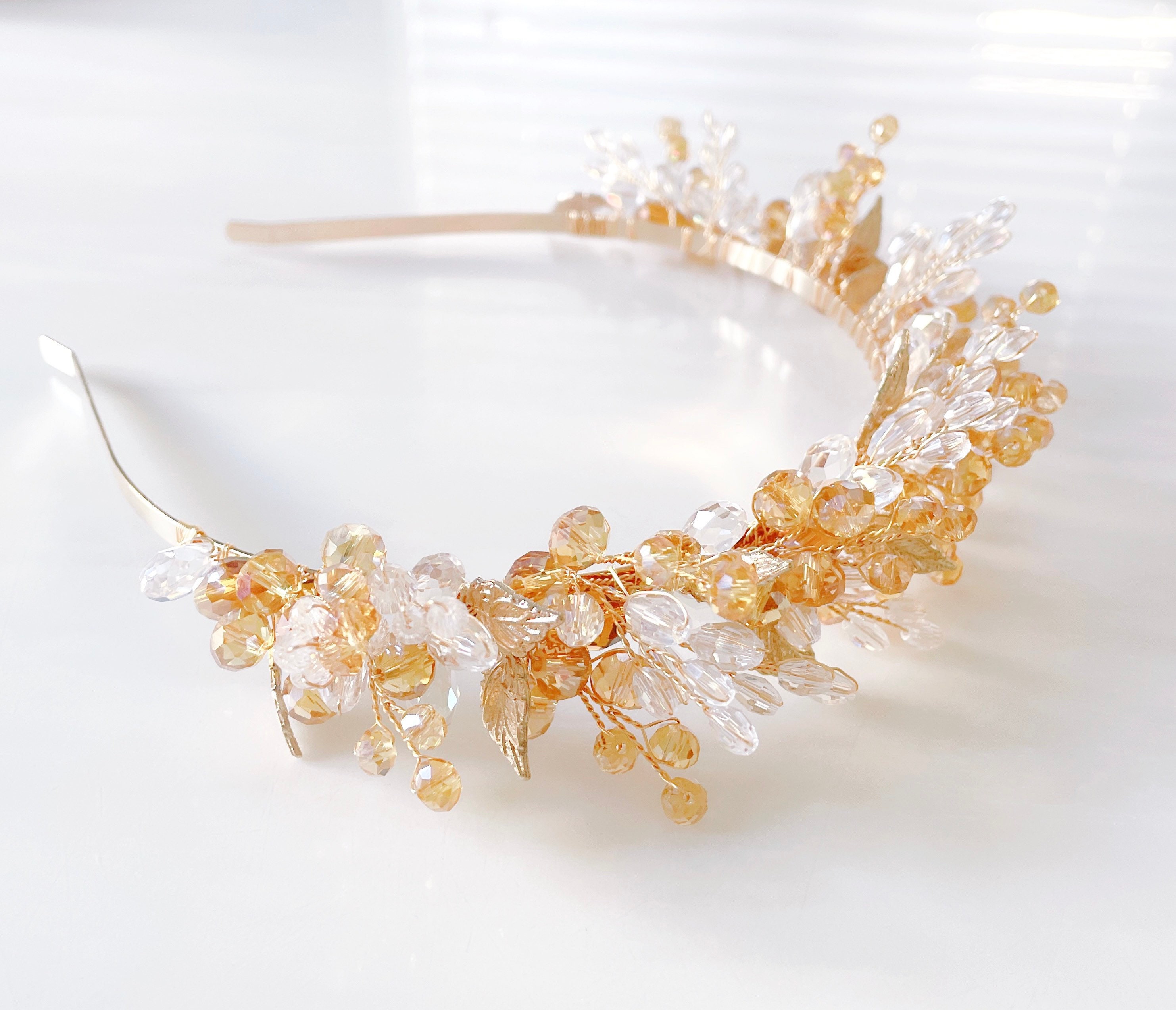 Gold Bohemian Inspired Bridal Headpiece, Champagne Gold 