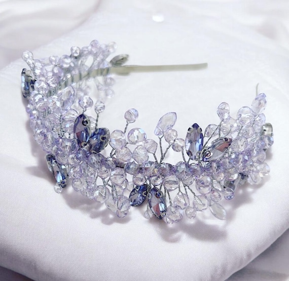 Lilac Crystal Headpiece, Purple Headband for Wedding Prom  display picture 2