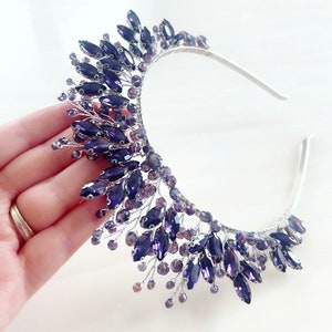 Purple crystal bridal crown, crystal headpiece, purple occasion headband