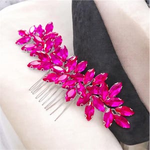 hot pink hair comb, fuchsia pink headpiece for prom party wedding or special occasion