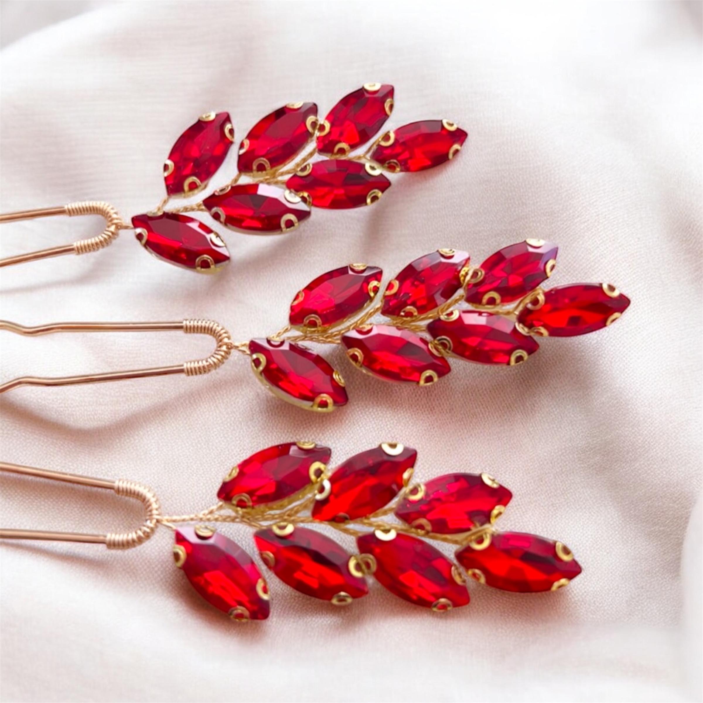 No1 HAIRPIN/RUBY RED/ヘアピンセット Nº 1 HAIRPIN | Ruby Red (3 box) – Fiona Franchimon USA