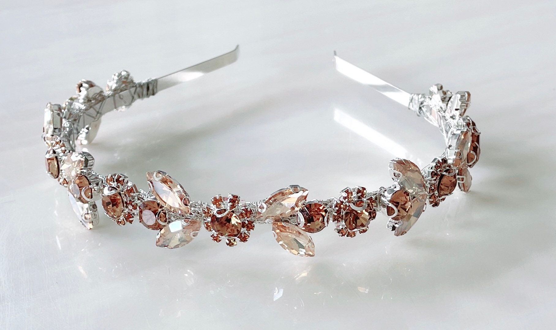 Champagne Gold Crystal Headband, Gold Crystal Occasion 