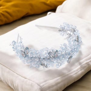 Pale blue crystal headband, blue bridal and occasion headpiece