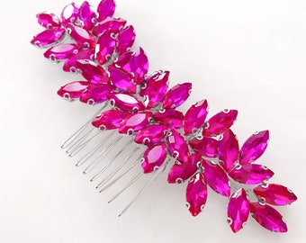 Enya hot pink hair comb, fuchsia pink headpiece for prom party wedding or special occasion