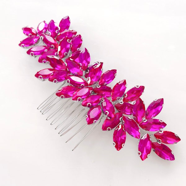 Enya hot pink hair comb, fuchsia pink headpiece for prom party wedding or special occasion