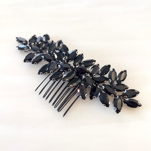 Enya black crystal hair comb, black bridal and occasion headpiece