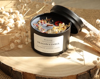 Drakengloed | Sojawas | Zwart Cuir | Geurkaars | Boekkaars | Boekkaars | Draken | Fantasie | Draak | Romantische fantasie