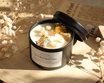 Librería antigua | Cera de soja | Lino fresco | Vela aromática | Vela con forma de libro | Vela para amantes de los libros