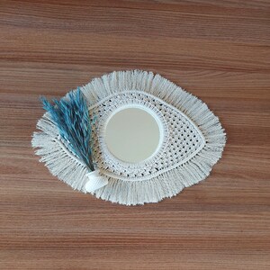 Colgante de pared de macramé, colgante de pared con espejo de macramé, decoración de pared bohemia, decoración de pared