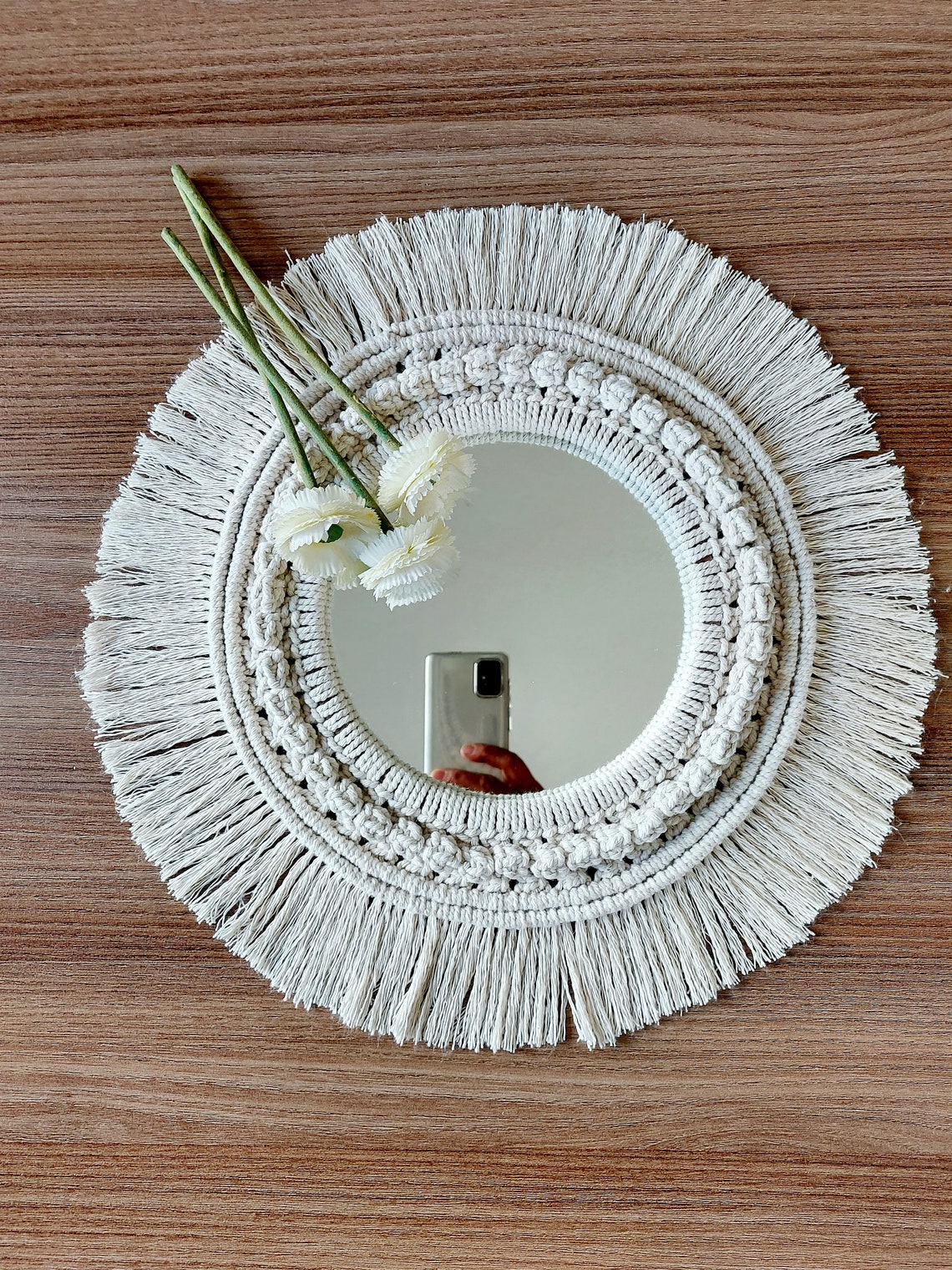 Macrame wall hangingmacrame mirror wall hangingBohemian wall | Etsy