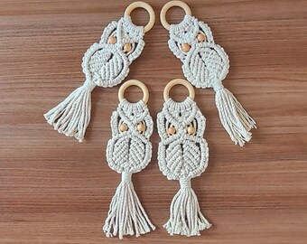 set of 4 macrame OWL,Christmas decor,christmas ornaments,macrame wall hanging,macrame decoration,christmas tree ornaments,wall decor