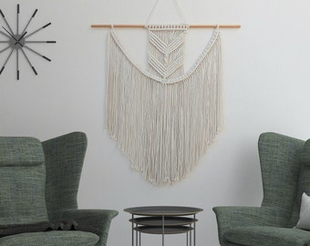 Wall decor, geometric macrame,bedroom wall decor macrame,Wood wall art,macrame tapestry,boho macrame,natural macrame,bedroom interior decor