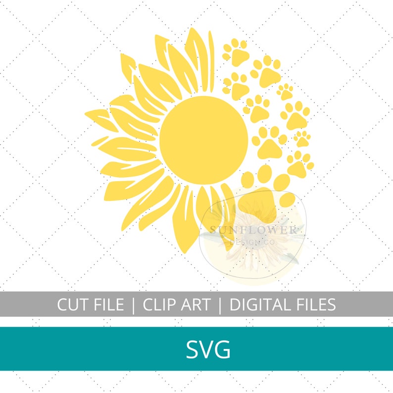 Sunflower Paw Print SVG - Etsy