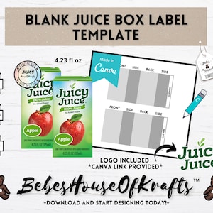 Blank Juice juice Label | Canva Link Template | DIY Labels | Digital Download