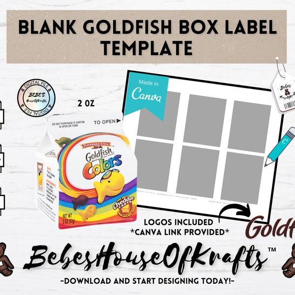 Blank Mini Goldfish Box Label Template| Canva Link | Digital Download | DIY Label