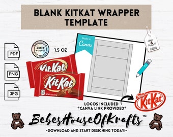 Blank Kitkat 1.5 oz Wrapper Template| Canva Link Template| DIY Wrapper| Digital Download