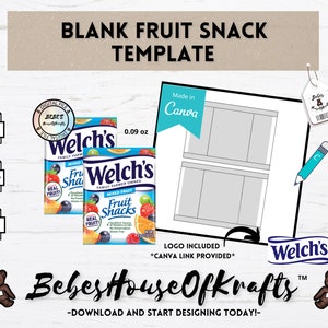 Blank fruit snack template| Digital download| Canva template link| DIY wrapper