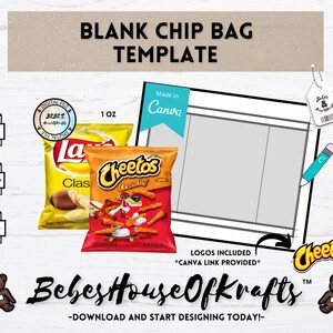 Blank Chip bag template| Instant download| CANVA Template Link| DIY