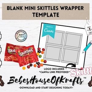 Mini Fun size  Skittles Wrapper Template / Canva Template/Custom Wrapper/ DIY